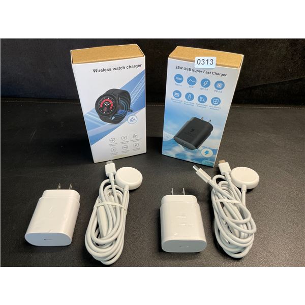 2 25W Fast-Charge Watch & Phone Charging Sets; Charges Watch & USB-C Phones at Same Time!