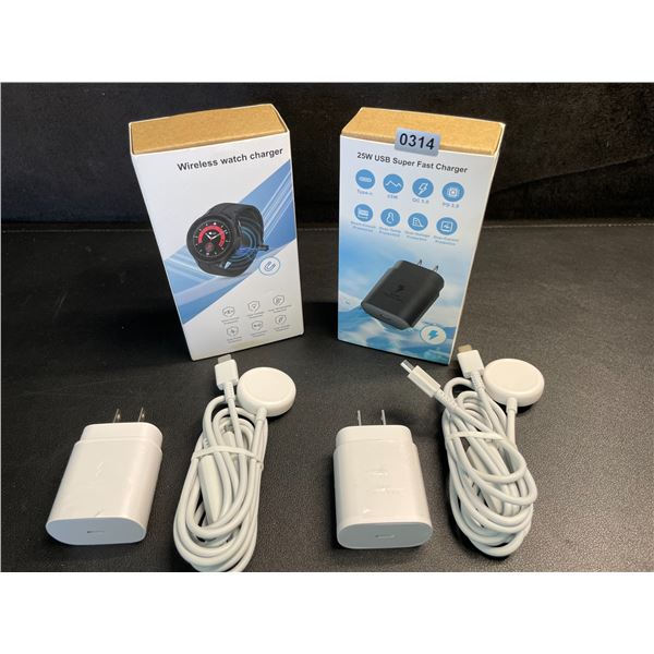 2 25W Fast-Charge Watch & Phone Charging Sets; Charges Watch & USB-C Phones at Same Time!
