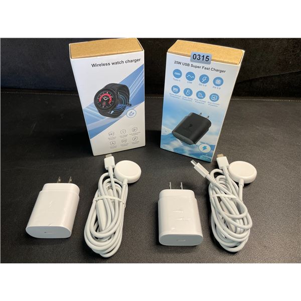 2 25W Fast-Charge Watch & Phone Charging Sets; Charges Watch & USB-C Phones at Same Time!