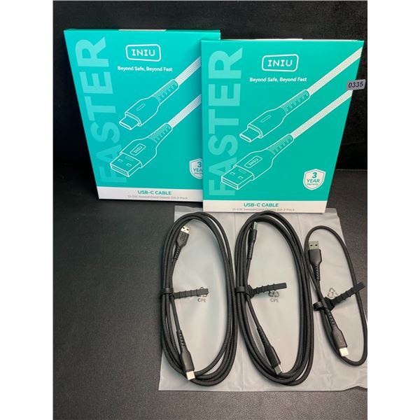 Lot of 2 3-Packs INIU USB-C Nylon Braided Charging Cables (USB-A to USB-C Charging Cords) New