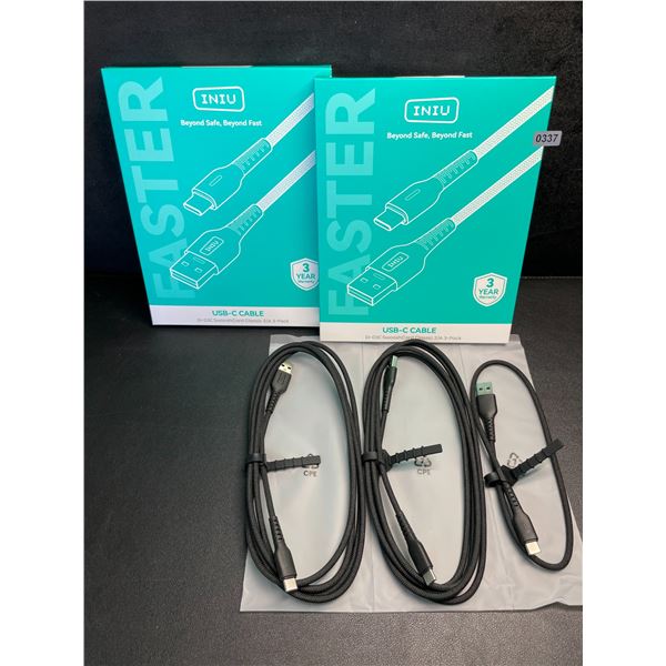 Lot of 2 3-Packs INIU USB-C Nylon Braided Charging Cables (USB-A to USB-C Charging Cords) New