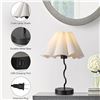 Image 2 : 17" Black Metal Table Lamp with Pleated Linen Lamp Shade & USB-Charging Base - New!
