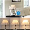 Image 3 : 17" Black Metal Table Lamp with Pleated Linen Lamp Shade & USB-Charging Base - New!