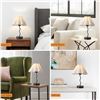 Image 4 : 17" Black Metal Table Lamp with Pleated Linen Lamp Shade & USB-Charging Base - New!