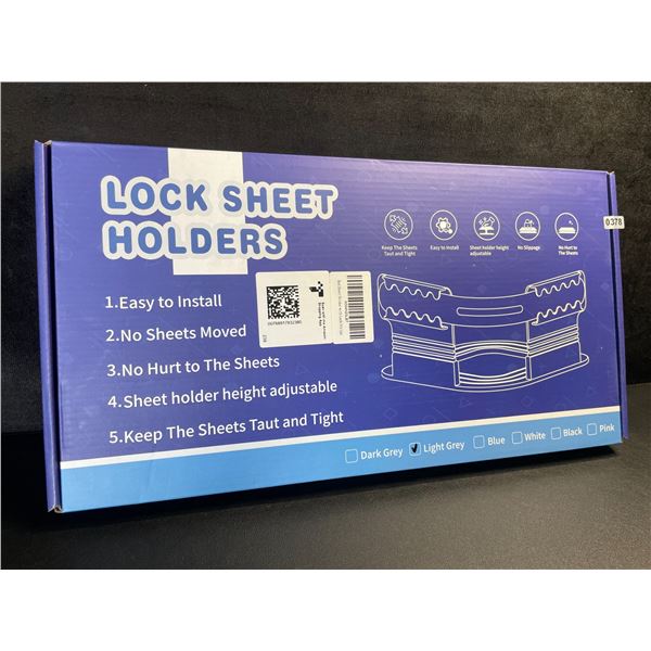 Locking Bed Sheet Holder Set - Keeps Bed Sheets Tight/Secure; Easy to Install - New!