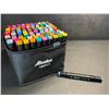 Image 2 : 100PCS Dual-Tip Artist Markers Set - Multi-Color Alcohol Markers for Drawing/Sketching - NEW