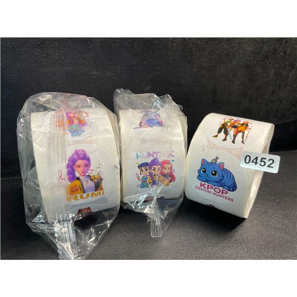 3 Large Rolls K-Pop Demon Hunters Stickers/Huntrix Stickers - Over 100pcs Per Roll - New