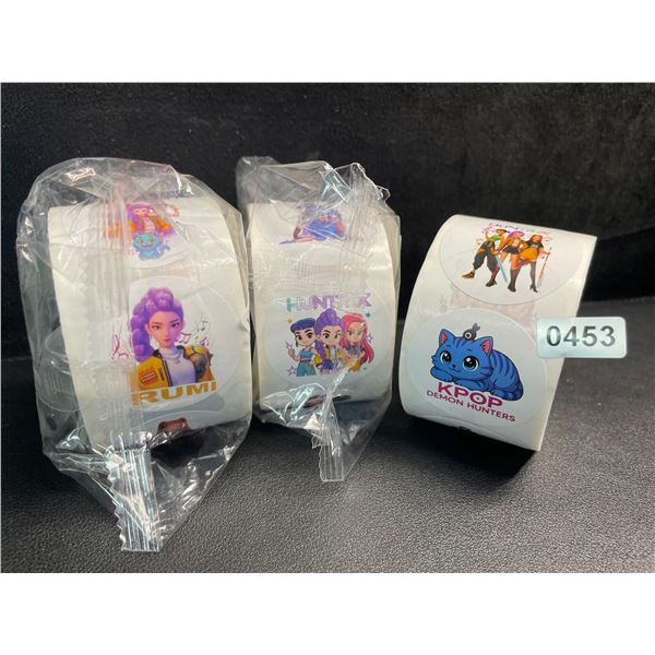 3 Large Rolls K-Pop Demon Hunters Stickers/Huntrix Stickers - Over 100pcs Per Roll - New