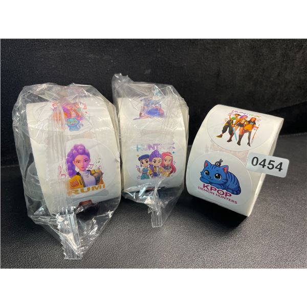 3 Large Rolls K-Pop Demon Hunters Stickers/Huntrix Stickers - Over 100pcs Per Roll - New