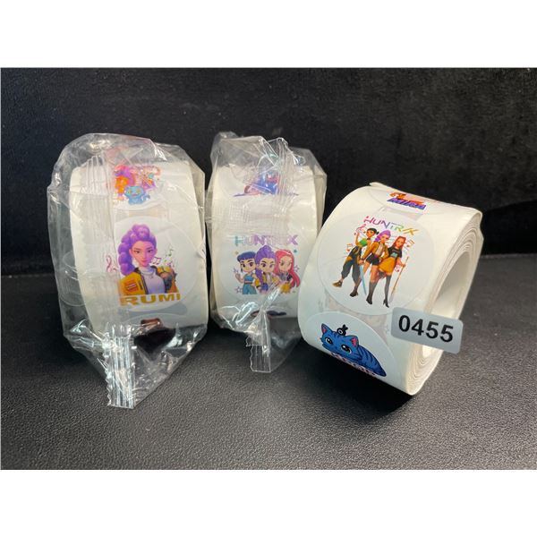 3 Large Rolls K-Pop Demon Hunters Stickers/Huntrix Stickers - Over 100pcs Per Roll - New