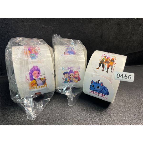 3 Large Rolls K-Pop Demon Hunters Stickers/Huntrix Stickers - Over 100pcs Per Roll - New