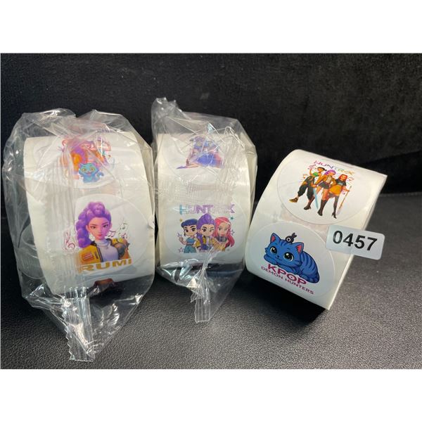 3 Large Rolls K-Pop Demon Hunters Stickers/Huntrix Stickers - Over 100pcs Per Roll - New
