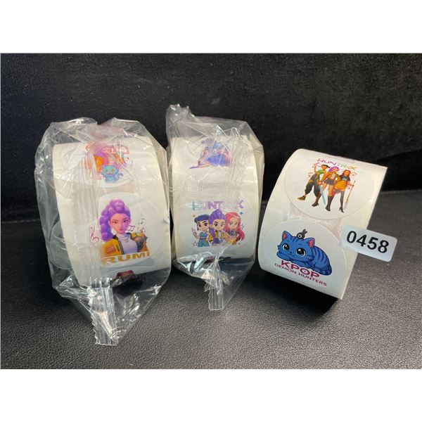 3 Large Rolls K-Pop Demon Hunters Stickers/Huntrix Stickers - Over 100pcs Per Roll - New