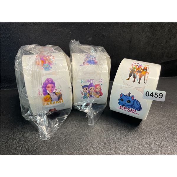 3 Large Rolls K-Pop Demon Hunters Stickers/Huntrix Stickers - Over 100pcs Per Roll - New