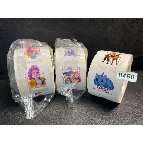 3 Large Rolls K-Pop Demon Hunters Stickers/Huntrix Stickers - Over 100pcs Per Roll - New