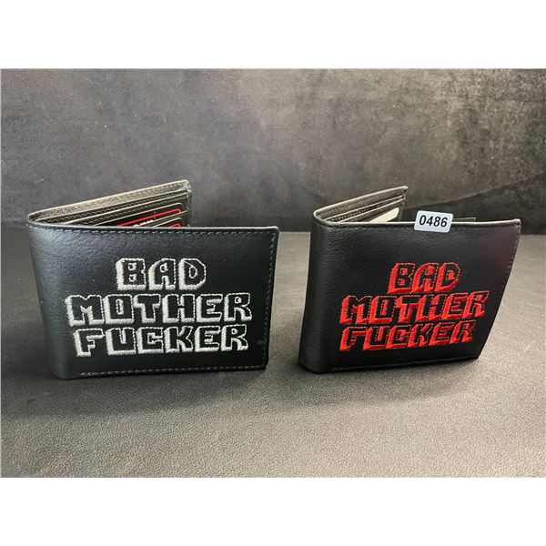 Lot of 2 Pulp Fiction "Bad Mother Fucker" Men's Leather Bifold Wallets - Brand New