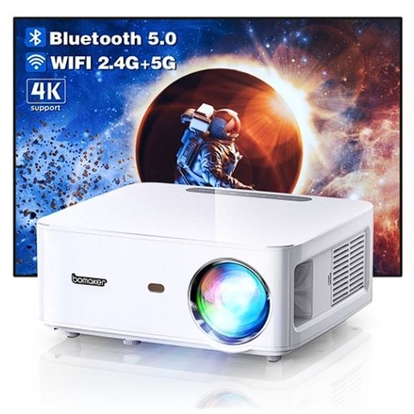 BOMAKER Cinema 500 Max LED Projector w/ 5.0 Bluetooth + 5G WiFi, Full HD 1080P Resolution - NEW