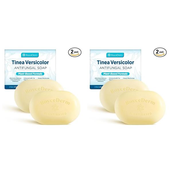 2 Boxes (4 Bars) RoyceDerm Tinea Versicolor Relief Soap (116g) Relieves Tinea/Fungal Infections; New