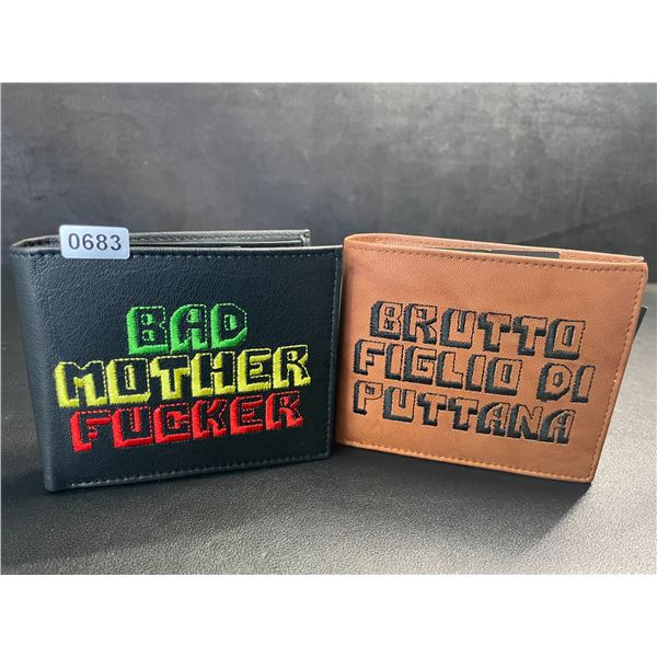 Lot of 2 Pulp Fiction "Bad Mother Fucker" Men's Leather Bifold Wallets - Brand New