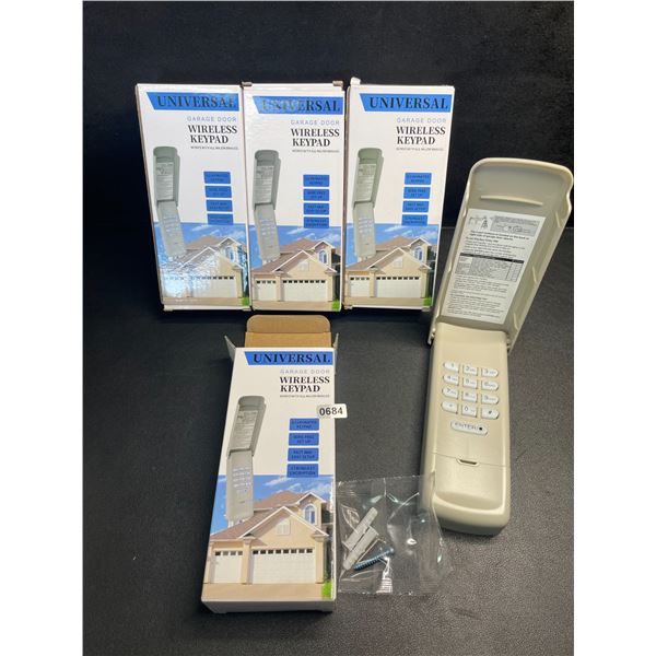 Lot of 4 Universal Garage Door Wireless Keypads - Works With All Major Brands - New