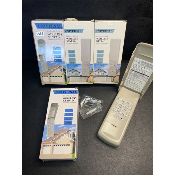 Lot of 4 Universal Garage Door Wireless Keypads - Works With All Major Brands - New