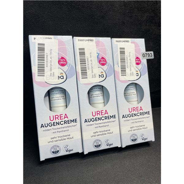 3 Boxes of Balea Urea Eye Creams (15ml) German Skincare Product for Smoother Complexion - New