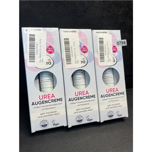 3 Boxes of Balea Urea Eye Creams (15ml) German Skincare Product for Smoother Complexion - New