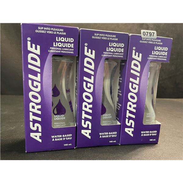 3 Boxes of ASTROGLIDE Water-Based Personal Lubricant/Lubes (148ml Each) - New Sealed
