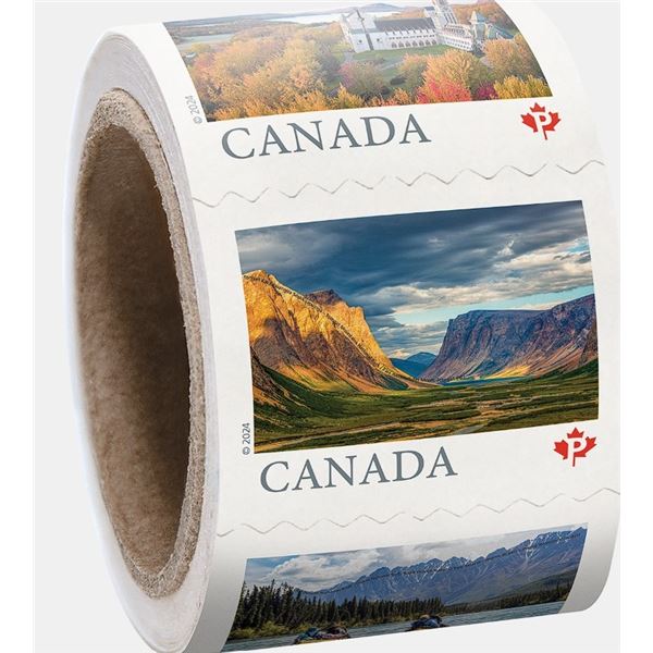 Roll of 100PCS Canada Permanent Domestic Rate Stamps - From Far & Wide Canada Post Stamp Coil; New