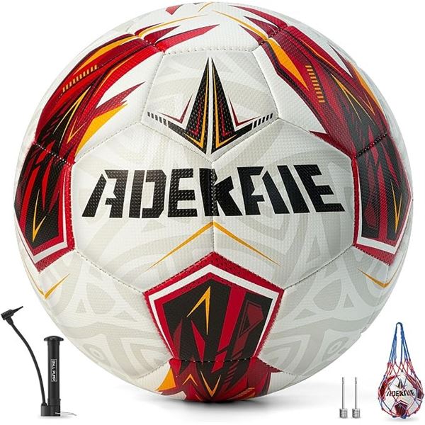 Adekale PU Leather Soccer Ball With Pump & Carry Net (Size 5 For All Ages) New in Box!
