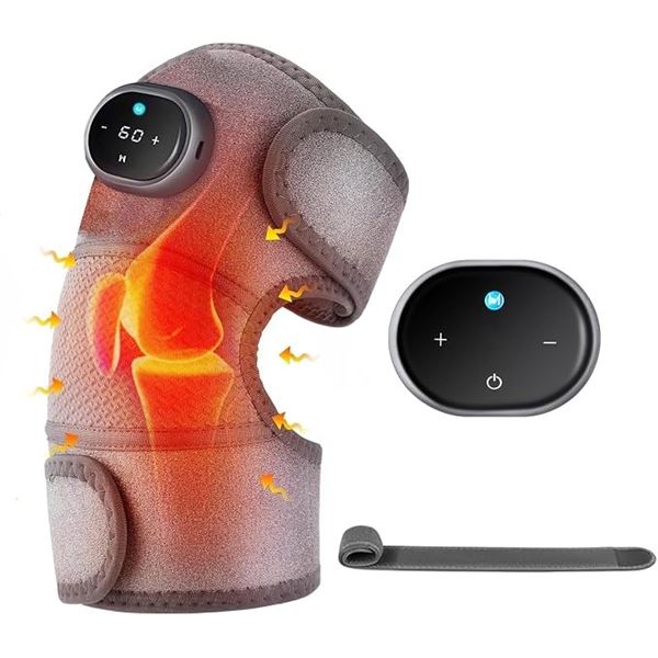 Heated Cordless Knee Massager w/ 3 Massage Modes/3 Heat Levels; For Knee Pain Relief - New
