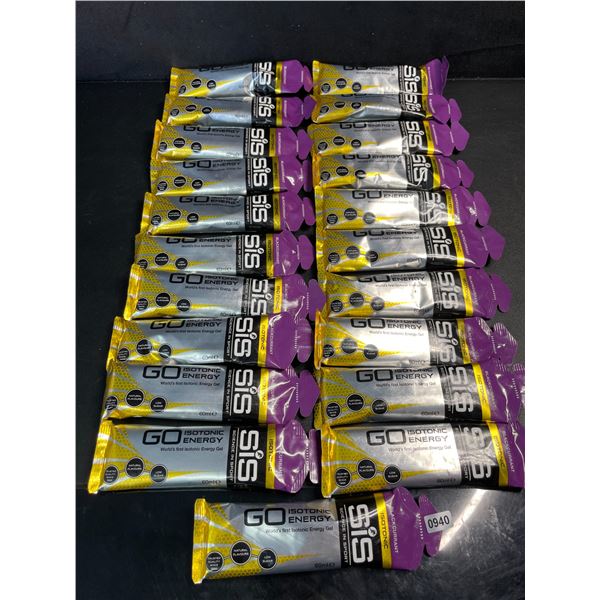 21-Packs Science In Sport GO Isotonic Energy Gels (60ml) Blackcurrant Flavor; Low-Sugar - New
