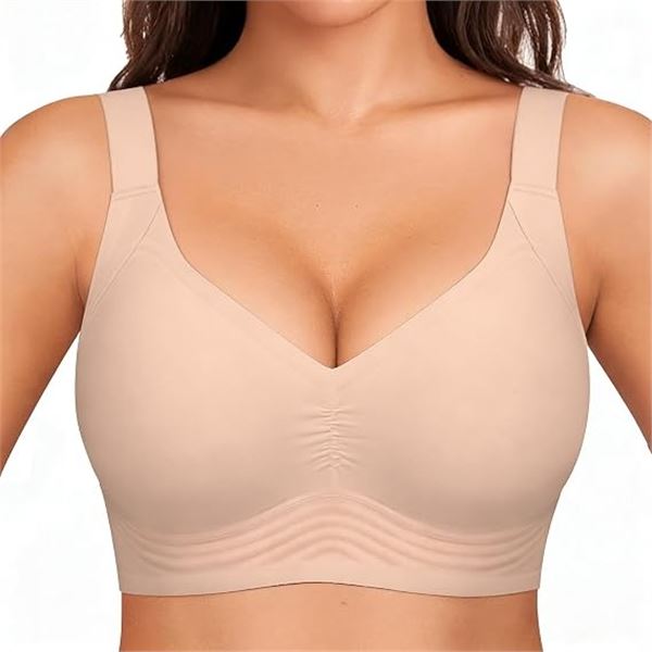 VRCOMFY Nude Jelly Bra/Push-Up Wire-Free Bra for Women with Full Support/Seamless (Size XXL) New