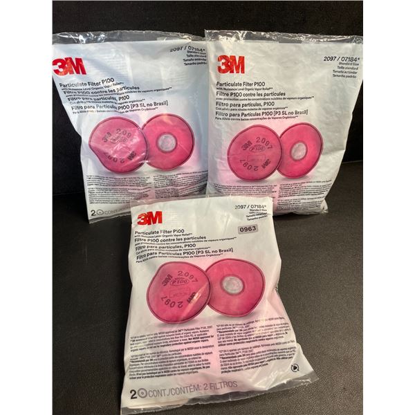 3 Packs of 3M Particulate Filters 2097 (2 Per Pack/6 Total) - New