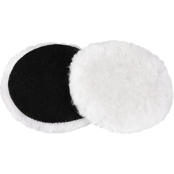 2-Pack of 7" Wool Polishing Pads with Hook & Loop Design; Car/Auto Detailing Buffing Pads - New