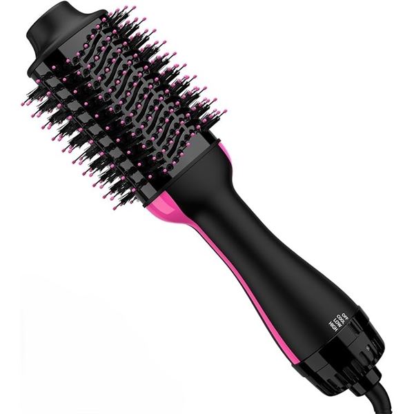 One-Step Hot Air Brush Hair Styling Tool/Hair Dryer & Styler Brush - Pink/Black - Brand New!