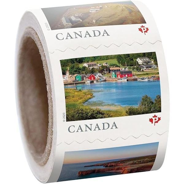 Roll of 100PCS Canada Permanent Domestic Rate Stamps - From Far & Wide Canada Post Stamp Coil; New