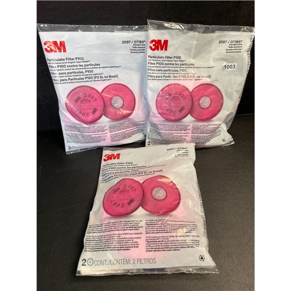 3 Packs of 3M Particulate Filters 2097 (2 Per Pack/6 Total) - New