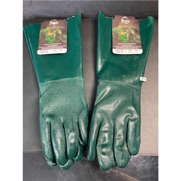2 Pairs of Watson Gloves 18" Heavy-Duty Double-Dipped PVC Chemical-Resistant Gloves - New