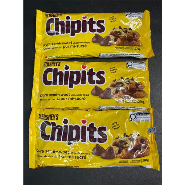 3 Bags of Hershey's Chipits (270g) Pure Semi-Sweet Chocolate Chips - New Sealed