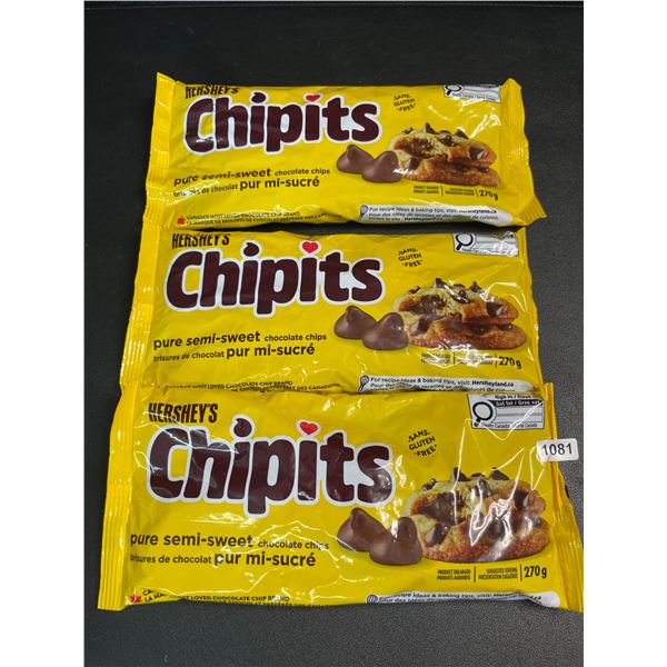 3 Bags of Hershey's Chipits (270g) Pure Semi-Sweet Chocolate Chips - New Sealed