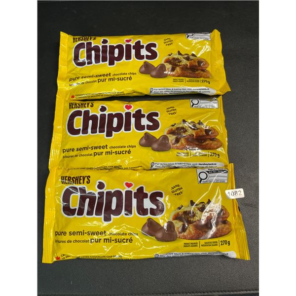 3 Bags of Hershey's Chipits (270g) Pure Semi-Sweet Chocolate Chips - New Sealed