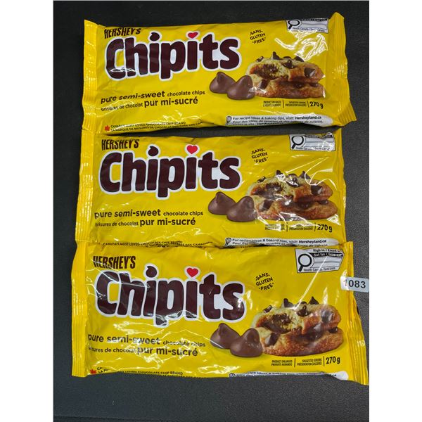 3 Bags of Hershey's Chipits (270g) Pure Semi-Sweet Chocolate Chips - New Sealed