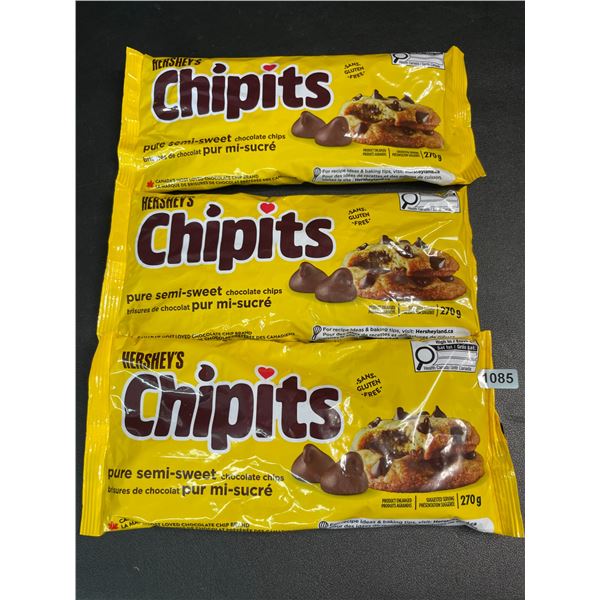 3 Bags of Hershey's Chipits (270g) Pure Semi-Sweet Chocolate Chips - New Sealed