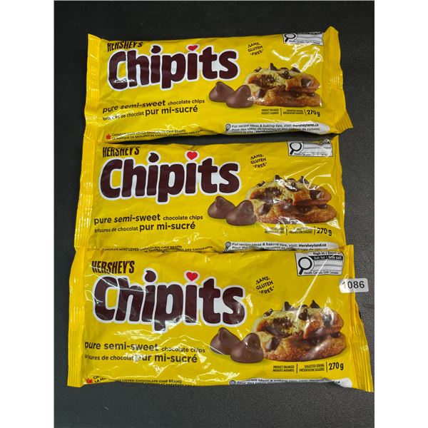 3 Bags of Hershey's Chipits (270g) Pure Semi-Sweet Chocolate Chips - New Sealed