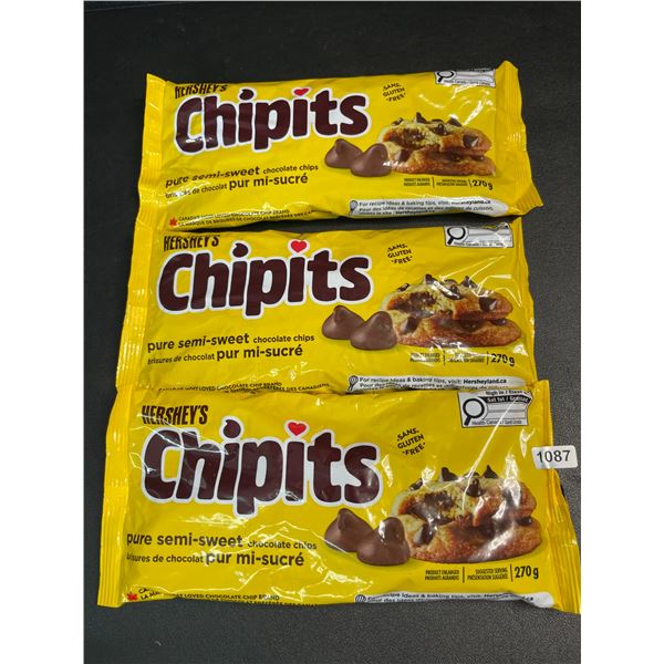 3 Bags of Hershey's Chipits (270g) Pure Semi-Sweet Chocolate Chips - New Sealed
