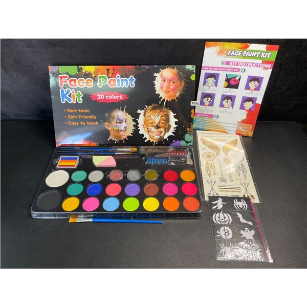20-Color Face Painting Kit with Assorted Stencils; Skin-Friendly/Non-Toxic - Bright Colors! New