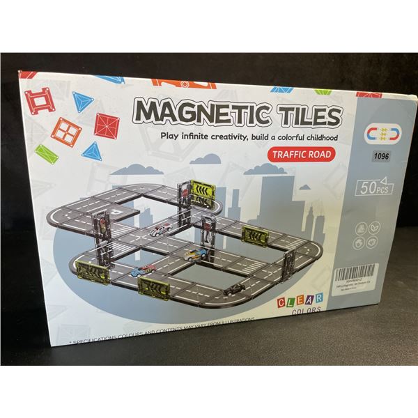 50PCS Magnetic Tiles Toy Building Set - Roadway Design for Toy Cars - New