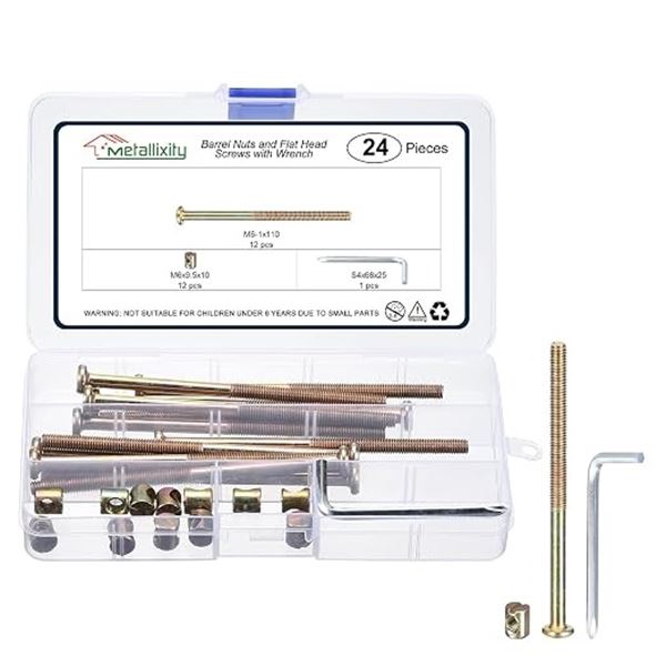 Lot of 2 Furniture/Bed/Crib Screws Kits (24pcs Each) M6 - 1 x 110mm