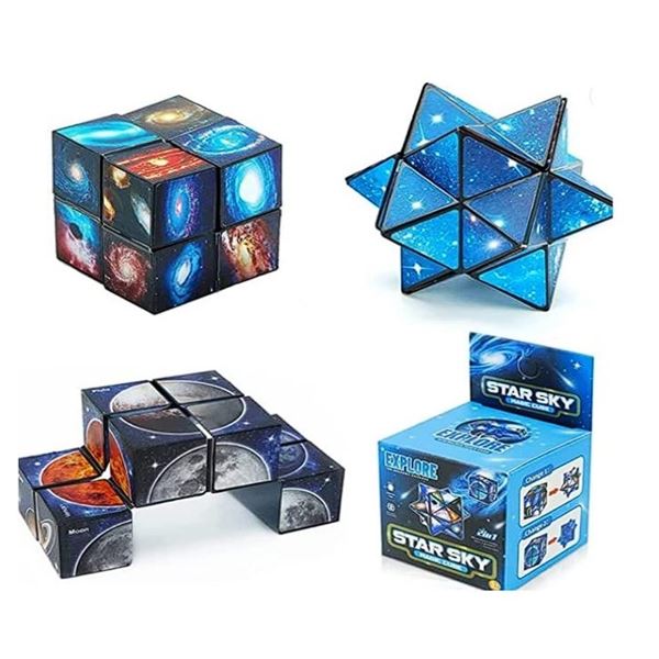 Lot of 4 Star Sky Magic Cubes/3D Fidget Puzzle Infinity Cube/Rubix-Cube Style Toys - New!
